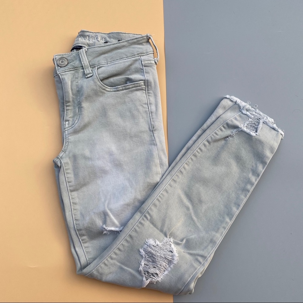AEO Denim Twill X Destroyed Super stretch Jegging